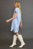 Umgee Peace Plaid Applique Short Sleeve Mini Dress - Trendsi