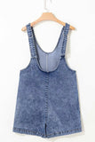 U Neck Patched Pocket Denim Overalls - Trendsi - Flyclothing LLC