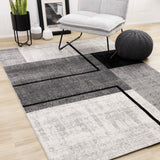 5' X 8' Gray And Black Abstract Area Rug - Homeroots - Flyclothing LLC