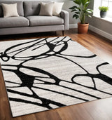 5' X 8' Black And Gray Abstract Area Rug - Homeroots - Flyclothing LLC