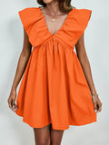 V-Neck Cap Sleeve Mini Dress - Trendsi
