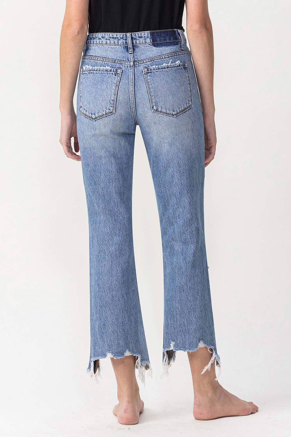 Lovervet High Rise Distressed Straight Jeans - Trendsi - Flyclothing LLC