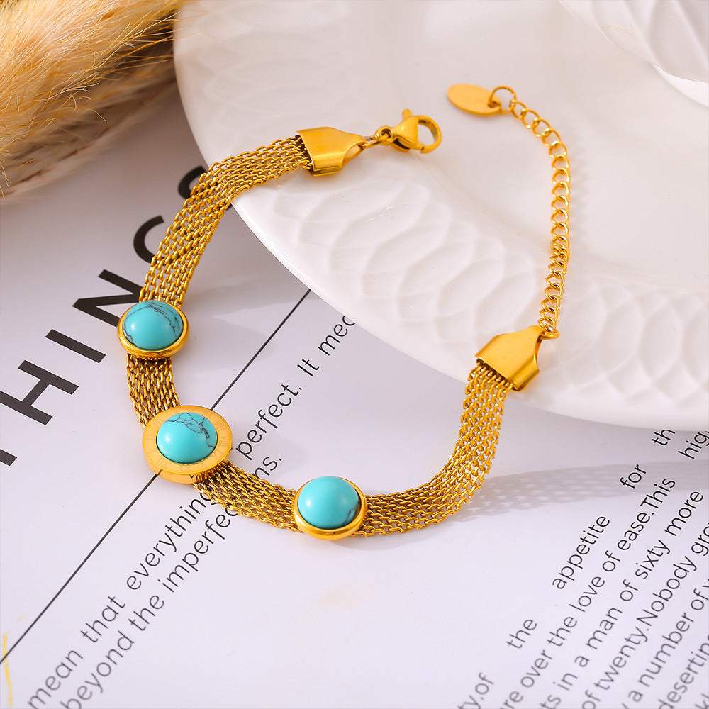 Turquoise Titanium Steel Bracelet - Trendsi - Flyclothing LLC