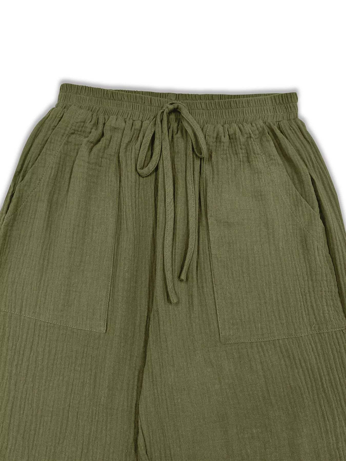 Loose Fit Gauze Drawstring Pants - Trendsi - Flyclothing LLC