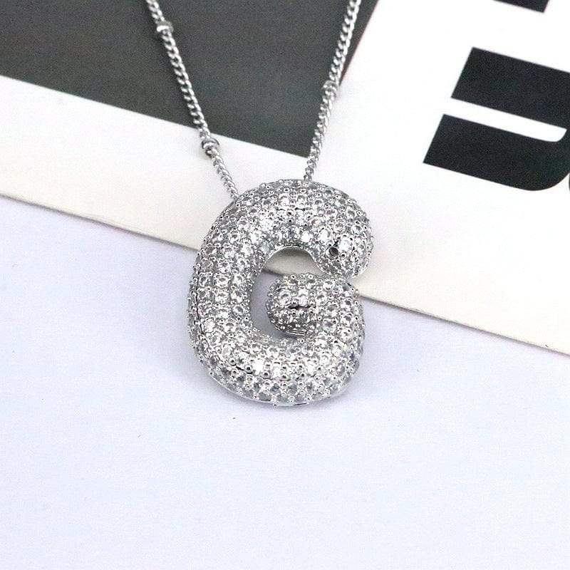 Copper Inlaid Zircon Letter Pendant Necklace - Trendsi - Flyclothing LLC