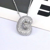 Copper Inlaid Zircon Letter Pendant Necklace - Trendsi - Flyclothing LLC