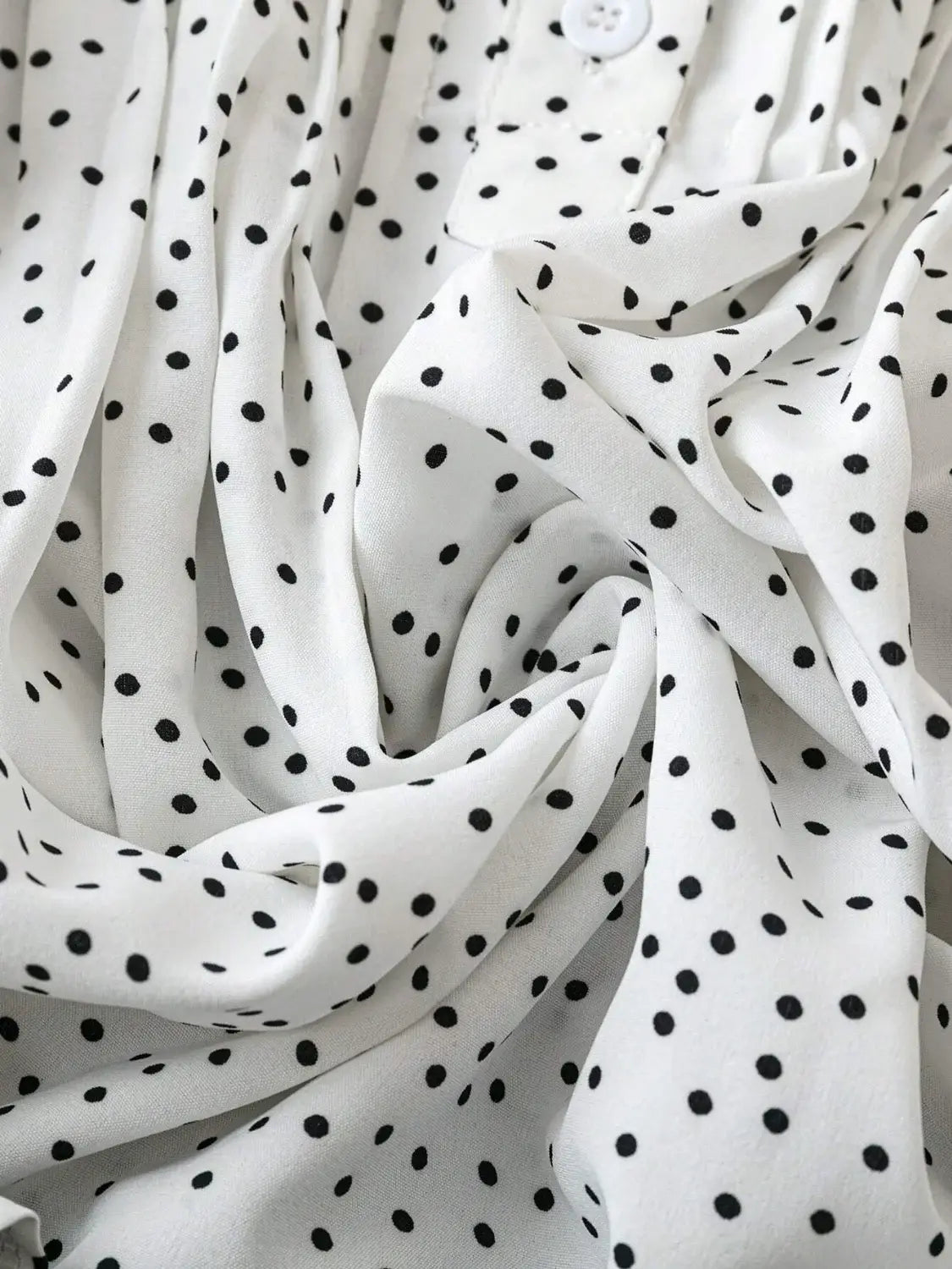 Polka Dot Notched Ruffled Cap Sleeve Blouse - Trendsi - Flyclothing LLC