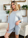 Basic Bae Bamboo Full Size Round Neck Drop Shoulder T-Shirt and Shorts Set - Trendsi - Flyclothing LLC