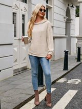 Ribbed Drawstring Long Sleeve Hoodie - Trendsi - Flyclothing LLC