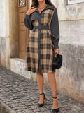 Plaid Button Up Long Sleeve Shirt Dress - Trendsi - Flyclothing LLC
