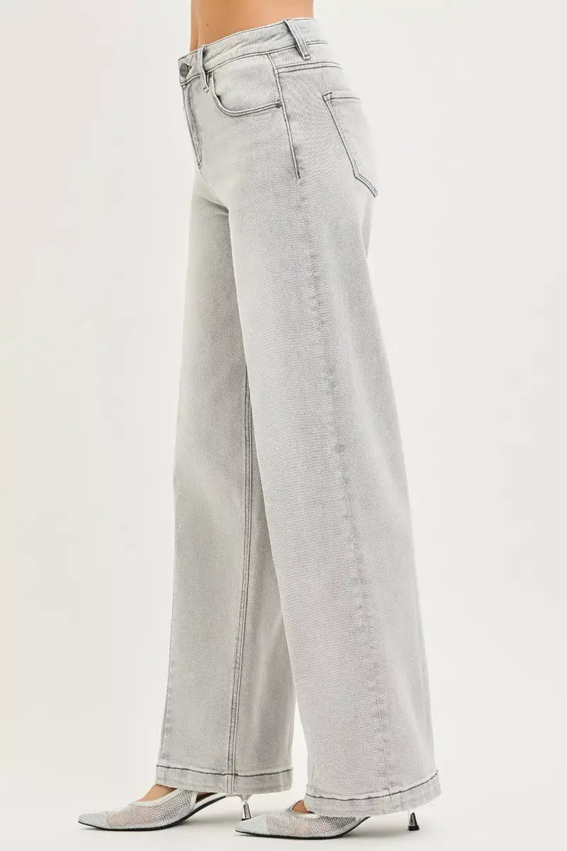 RISEN Slouchy Baggy Jeans with Contrast Stitching - Trendsi - Flyclothing LLC
