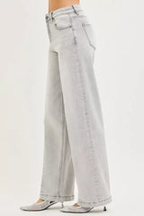 RISEN Slouchy Baggy Jeans with Contrast Stitching - Trendsi - Flyclothing LLC