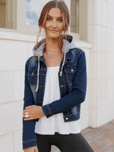 Full Size Button Up Drawstring Hooded Denim Jacket Plus Size - Trendsi - Flyclothing LLC