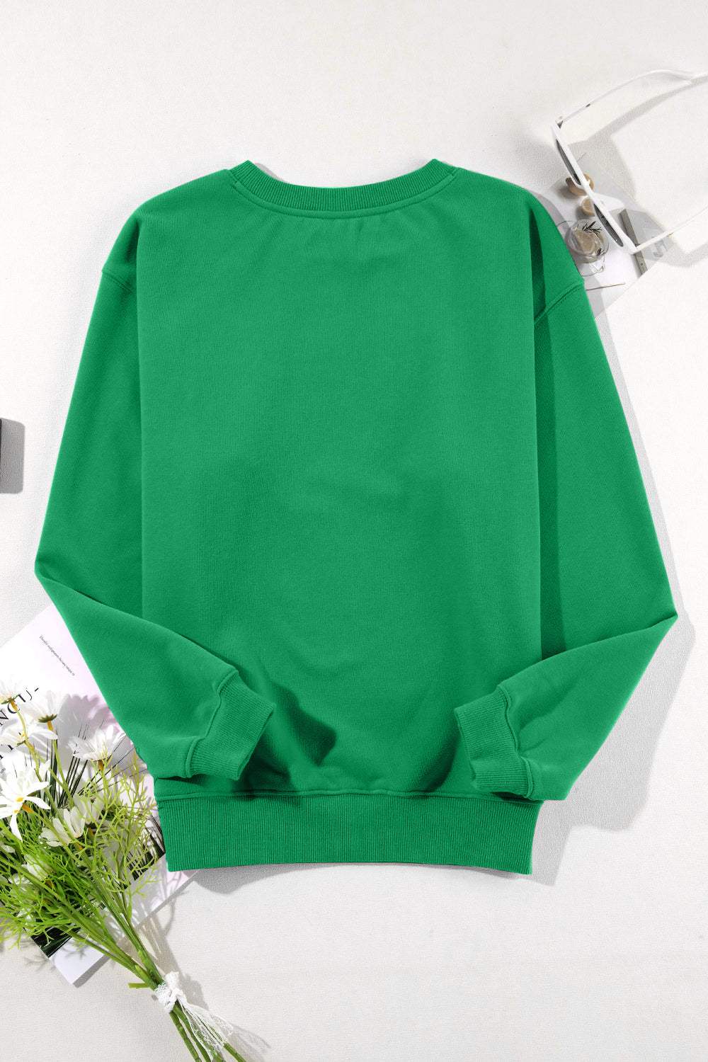 Round Neck Long Sleeve Sweatshirt - Trendsi - Flyclothing LLC