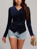 Ruched Surplice Long Sleeve Top - Trendsi - Flyclothing LLC