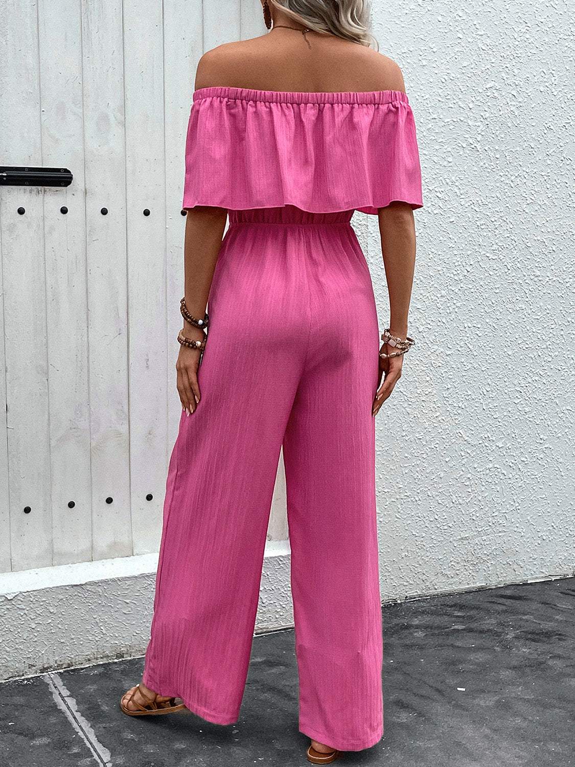 Off-Shoulder Wide Leg Jumpsuit - Trendsi - Flyclothing LLC