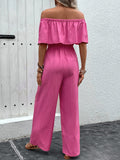 Off-Shoulder Wide Leg Jumpsuit - Trendsi
