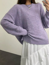 Full Size Cozy Knit Round Neck Oversized Sweater Plus Size - Trendsi - Flyclothing LLC