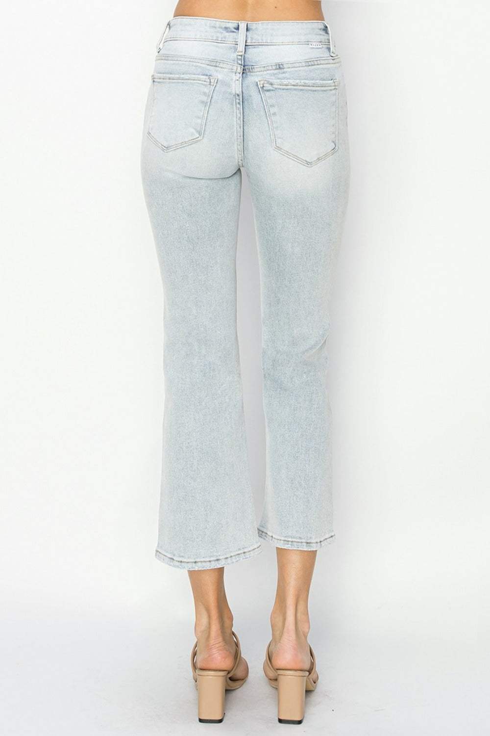 RISEN Full Size Mid Rise Cropped Flare Jeans - Trendsi - Flyclothing LLC