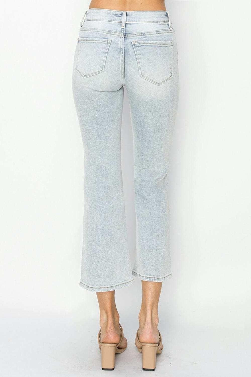 RISEN Full Size Mid Rise Cropped Flare Jeans - Trendsi - Flyclothing LLC