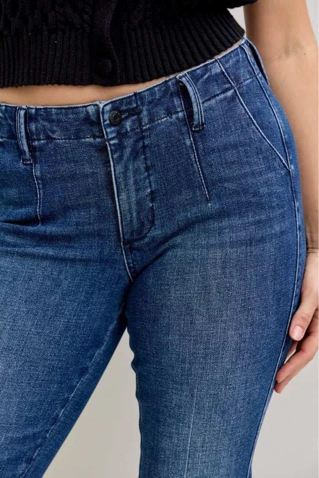 Judy Blue Full Size Mid Rise Bootcut Jeans with Welt Pockets Plus Size - Trendsi - Flyclothing LLC