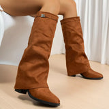 Point Toe Block Heels Boots - Trendsi - Flyclothing LLC