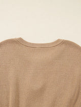 Pearl Embellished Keyhole Ribbed Sweater Dress - Trendsi - Flyclothing LLC