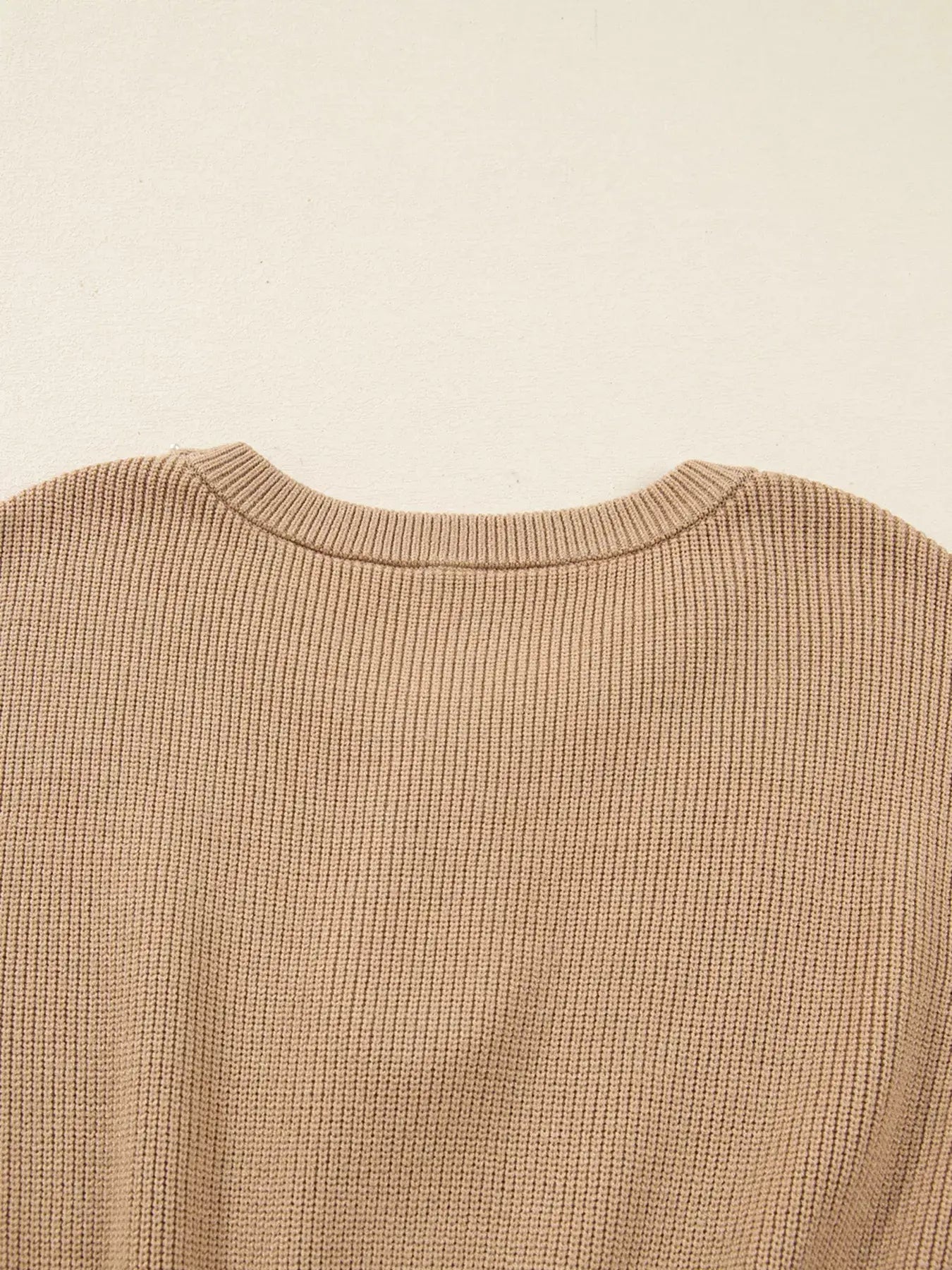 Pearl Embellished Keyhole Ribbed Sweater Dress - Trendsi - Flyclothing LLC