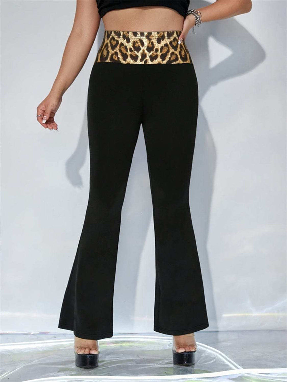 Leopard High Waist Flare Pants - Trendsi - Flyclothing LLC