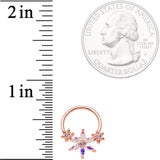 16G 3/8" Aurora CZ Gem Rose Gold Tone Flower BCR Captive Ring - BodyCandy - Flyclothing LLC