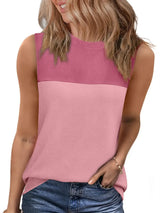 Color Block Round Neck Tank - Trendsi - Flyclothing LLC