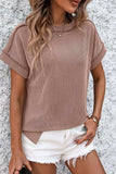 Striped Round Neck Short Sleeve T-Shirt - Trendsi - Flyclothing LLC