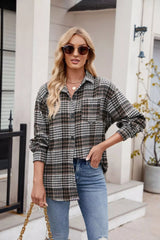 Casual Plaid Long Sleeve Shirt - Trendsi - Flyclothing LLC