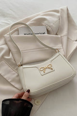 Bow Trim PU Leather Shoulder Bag - Trendsi