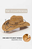 Fame Beaded Cowrie Shell Straw Weave Western Cowboy Hat - Trendsi - Flyclothing LLC