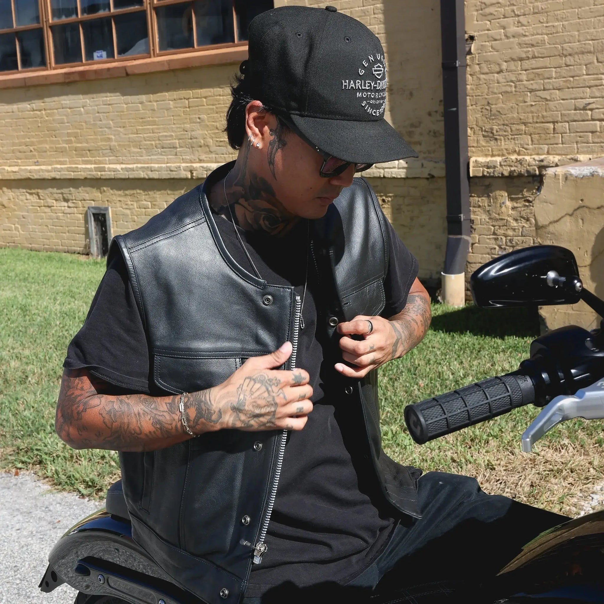 Steelhorse - Men's SOA Club Style Leather Motorcycle Vest - Unik Just for Bikers - Flyclothing LLC