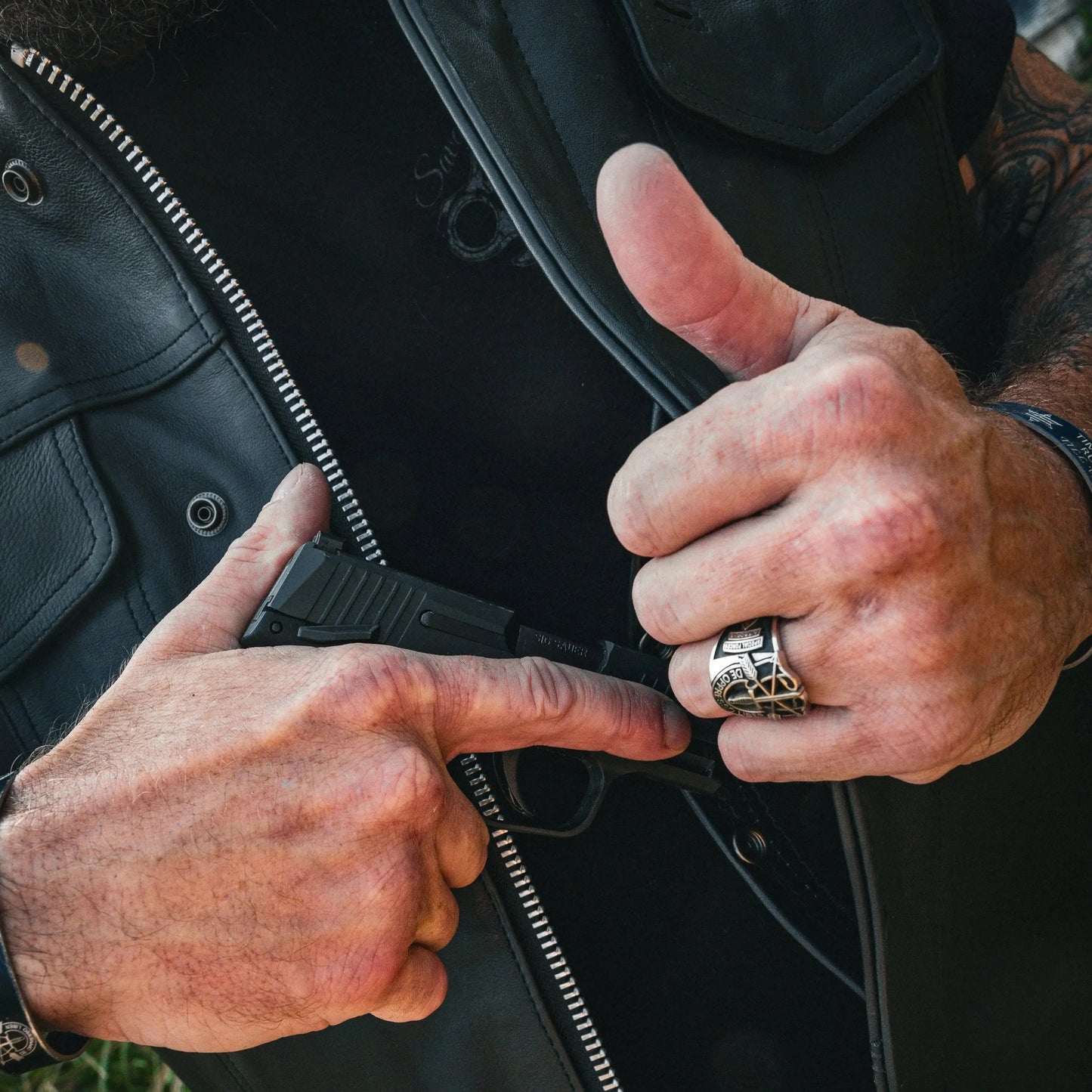Steelhorse - Men's SOA Club Style Leather Motorcycle Vest - Unik Just for Bikers - Flyclothing LLC