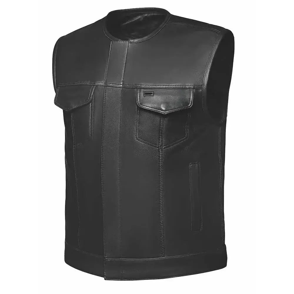 Steelhorse - Men's SOA Club Style Leather Motorcycle Vest - Unik Just for Bikers - Flyclothing LLC