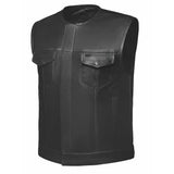 Steelhorse - Men's SOA Club Style Leather Motorcycle Vest - Unik Just for Bikers - Flyclothing LLC