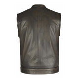 Spearfish - Men's Club Style Leather Motorcycle Vest (Brown) - Unik Just for Bikers - Flyclothing LLC