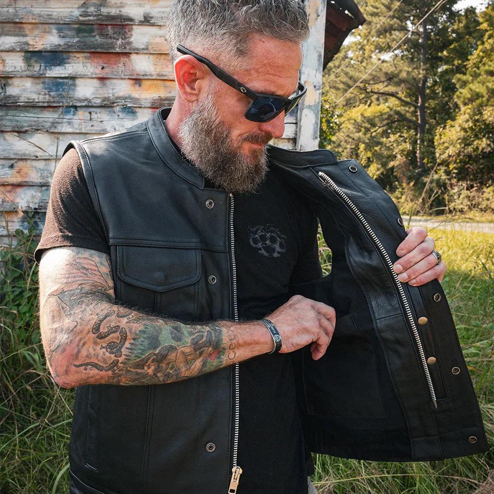 Sturgis - Men's SOA Club Style Leather Motorcycle Vest - Unik Just for Bikers - Flyclothing LLC