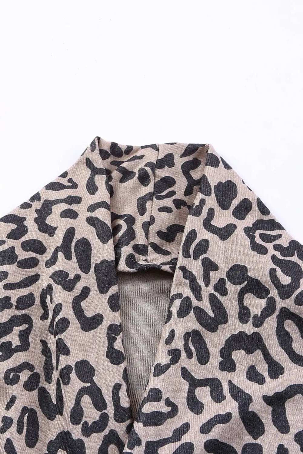 Leopard Open Front Long Sleeve Cover-Up - Trendsi - Flyclothing LLC