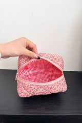 Floral Quilted Clutch with Plaid Lining - Trendsi