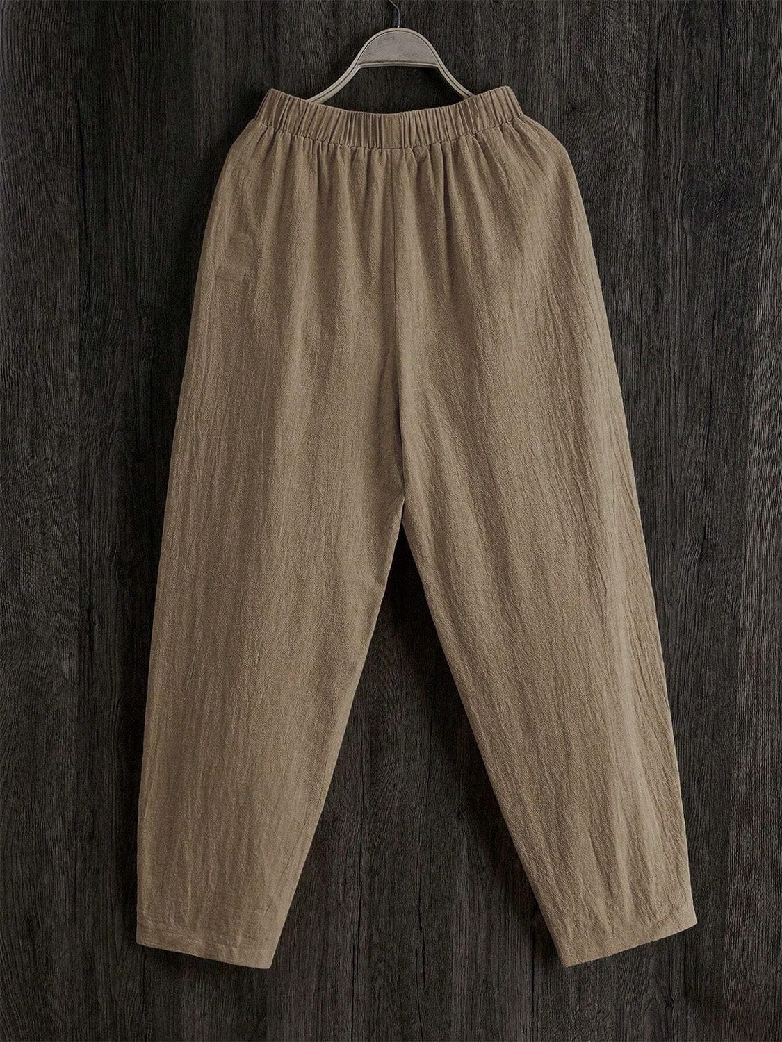 Elastic Waist Pants with Pockets - Trendsi