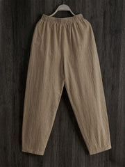 Elastic Waist Pants with Pockets - Trendsi
