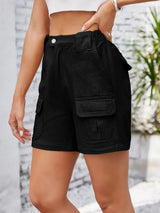 High Waist Washed Denim Shorts - Trendsi - Flyclothing LLC