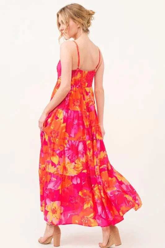 And The Why Floral Tiered Maxi Cami Dress with Pockets - Trendsi - Flyclothing LLC