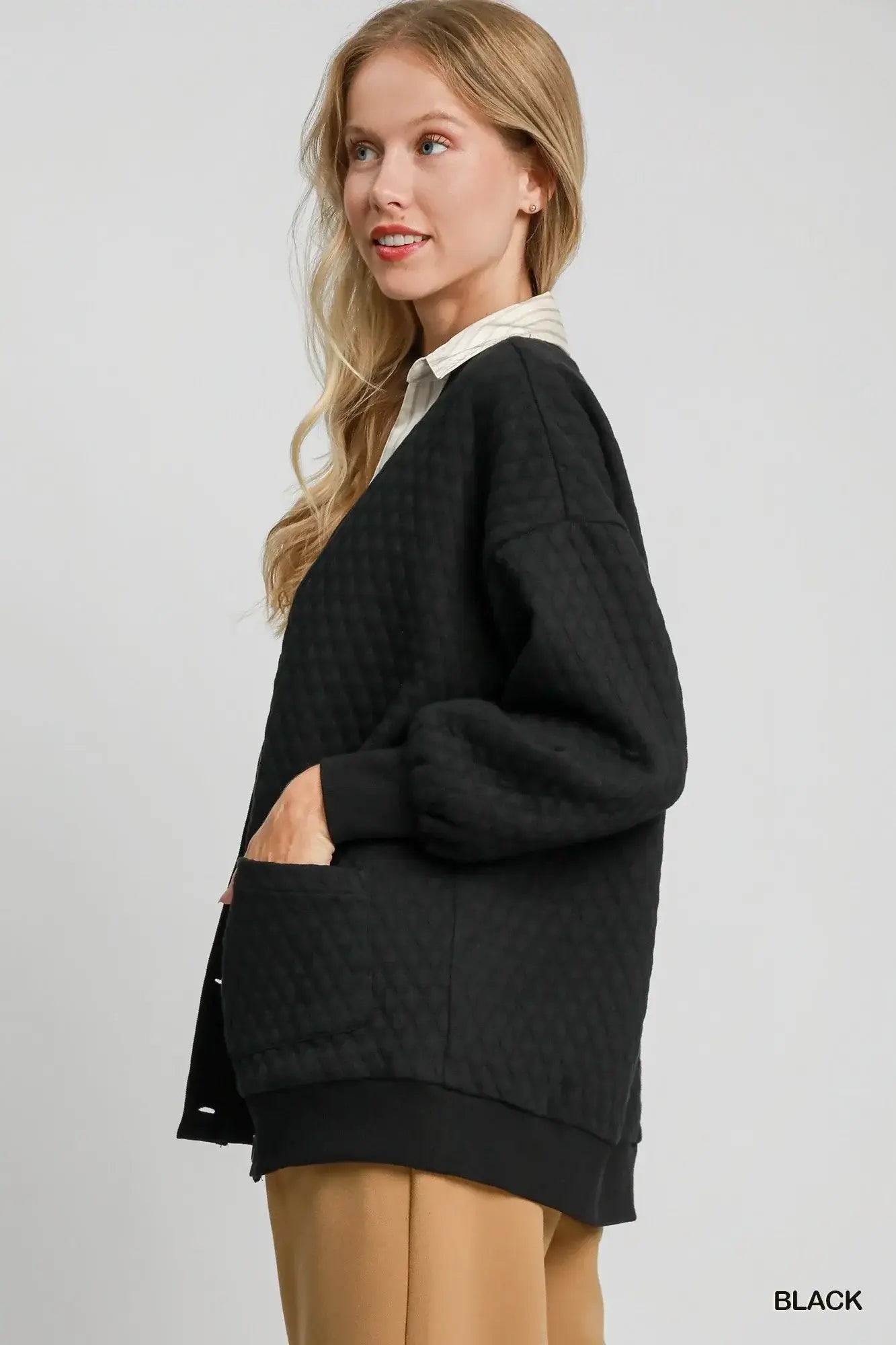 Umgee Button-Up Jacquard Cardigan - Trendsi - Flyclothing LLC
