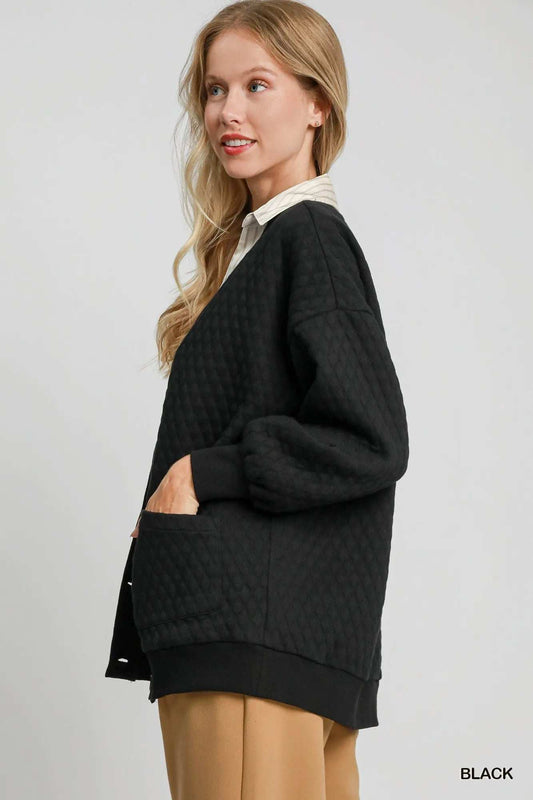 Umgee Button-Up Jacquard Cardigan - Trendsi - Flyclothing LLC