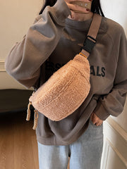 Sherpa Crossbody Bag with Adjustable Strap - Trendsi